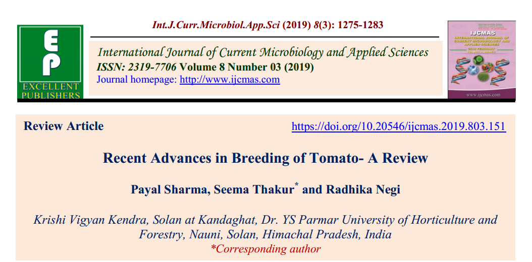 Review of Recent Advances in Breeding of Tomato